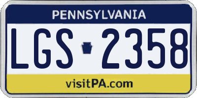 PA license plate LGS2358