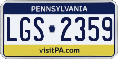 PA license plate LGS2359