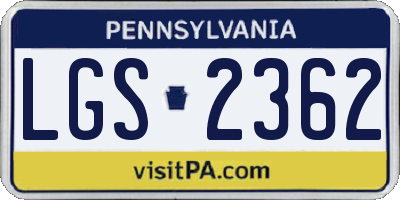 PA license plate LGS2362