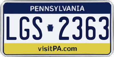PA license plate LGS2363
