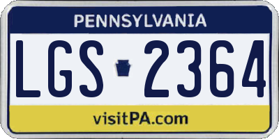 PA license plate LGS2364