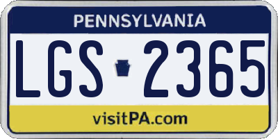 PA license plate LGS2365