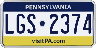 PA license plate LGS2374