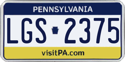 PA license plate LGS2375