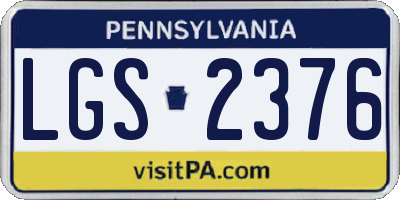PA license plate LGS2376