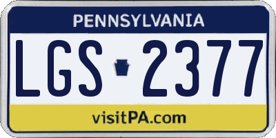 PA license plate LGS2377