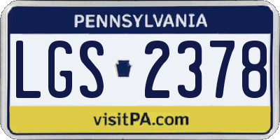 PA license plate LGS2378