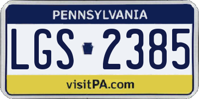 PA license plate LGS2385