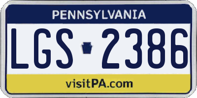 PA license plate LGS2386