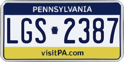 PA license plate LGS2387