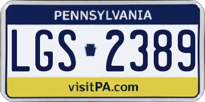 PA license plate LGS2389