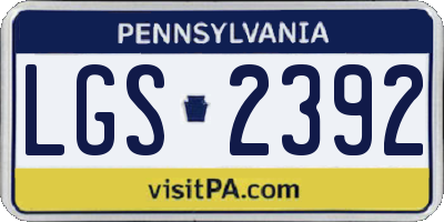 PA license plate LGS2392