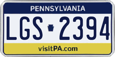 PA license plate LGS2394