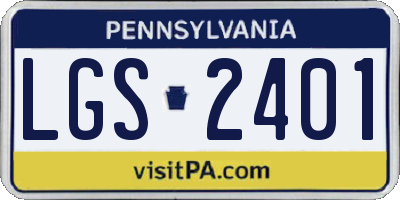 PA license plate LGS2401