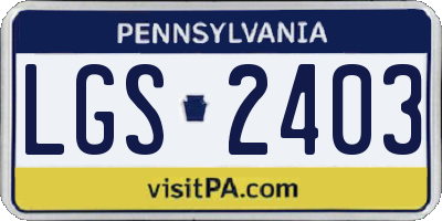 PA license plate LGS2403