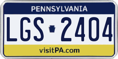 PA license plate LGS2404