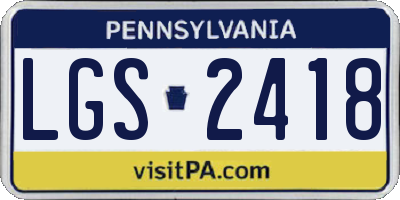 PA license plate LGS2418