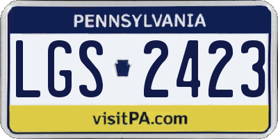 PA license plate LGS2423
