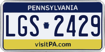 PA license plate LGS2429