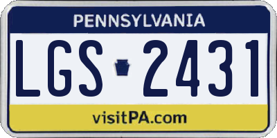 PA license plate LGS2431
