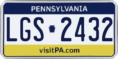 PA license plate LGS2432