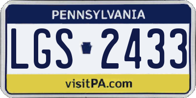 PA license plate LGS2433