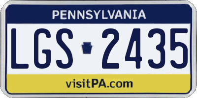 PA license plate LGS2435