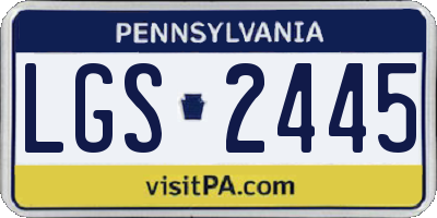 PA license plate LGS2445
