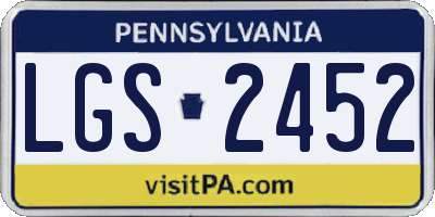 PA license plate LGS2452