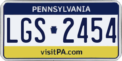 PA license plate LGS2454