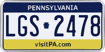 PA license plate LGS2478