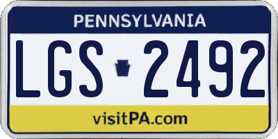 PA license plate LGS2492