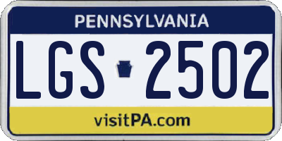 PA license plate LGS2502