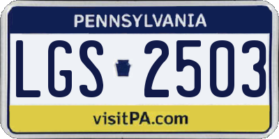 PA license plate LGS2503