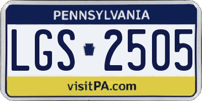 PA license plate LGS2505