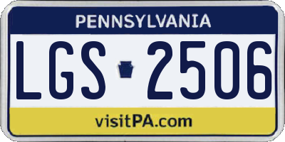 PA license plate LGS2506