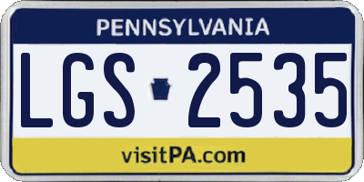 PA license plate LGS2535