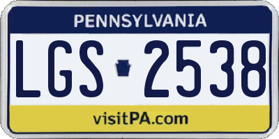 PA license plate LGS2538