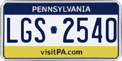 PA license plate LGS2540
