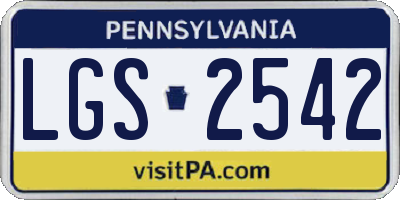 PA license plate LGS2542