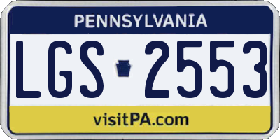 PA license plate LGS2553