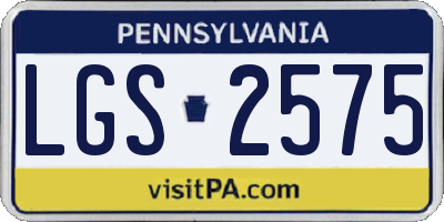 PA license plate LGS2575