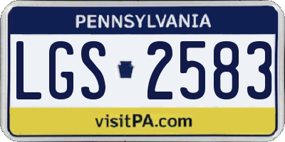 PA license plate LGS2583