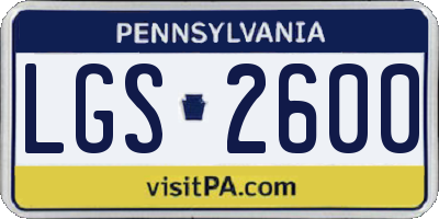 PA license plate LGS2600