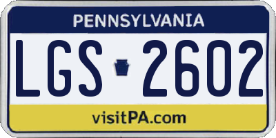 PA license plate LGS2602