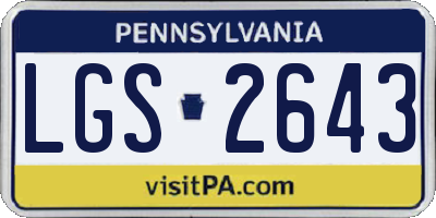 PA license plate LGS2643