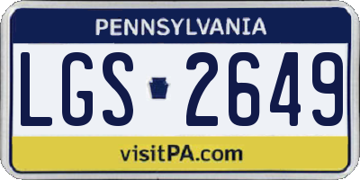 PA license plate LGS2649