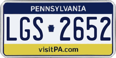 PA license plate LGS2652
