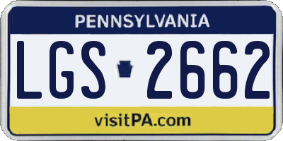PA license plate LGS2662