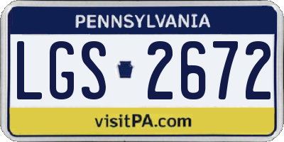 PA license plate LGS2672